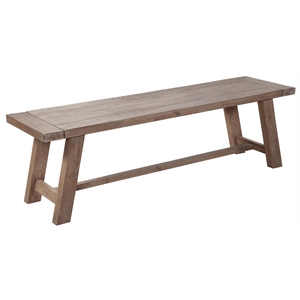 Pemberly Row Contemporary Wood Dining Bench in Weathered Natural