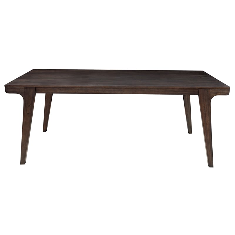 Pemberly Row Modern Wood Fixed Top Dining Table in Chocolate Brown