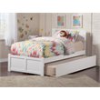 Pemberly Row Twin XL Solid Wood Bed and Footboard with TwinXL Trundle in White