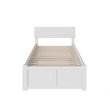 Pemberly Row Twin XL Solid Wood Bed and Footboard with TwinXL Trundle in White