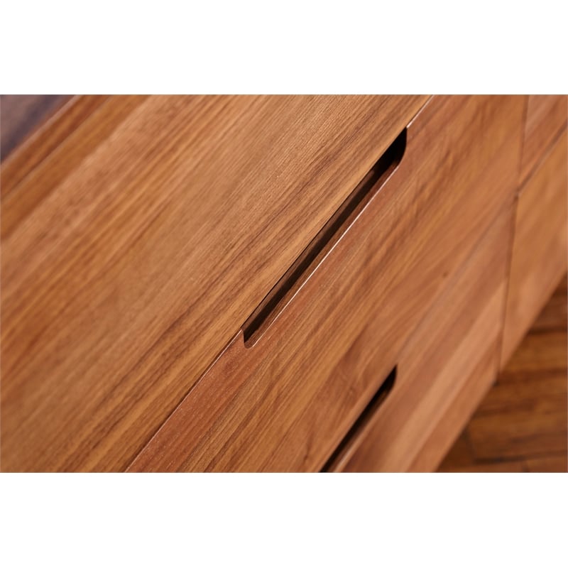 Pemberly Row 6-Drawer Contemporary Wood Chest Dresser in Walnut
