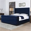 Pemberly Row Modern / Contemporary Tufted Bed King Navy Blue Velvet