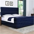 Pemberly Row Modern / Contemporary Tufted Bed King Navy Blue Velvet