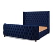 Pemberly Row Modern / Contemporary Tufted Bed King Navy Blue Velvet