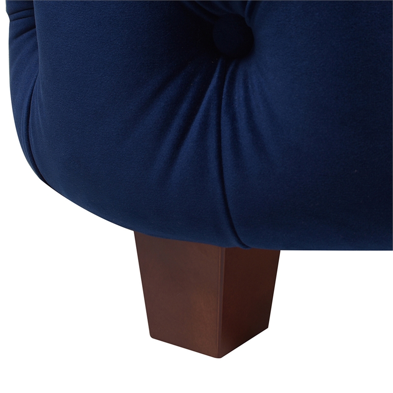Pemberly Row Modern / Contemporary Tufted Bed King Navy Blue Velvet