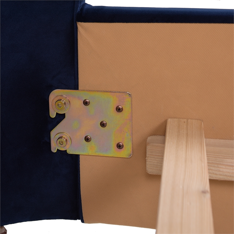 Pemberly Row Modern / Contemporary Tufted Bed King Navy Blue Velvet