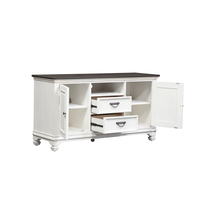 Pemberly Row Modern / Contemporary White Finish 56 Inch TV Console