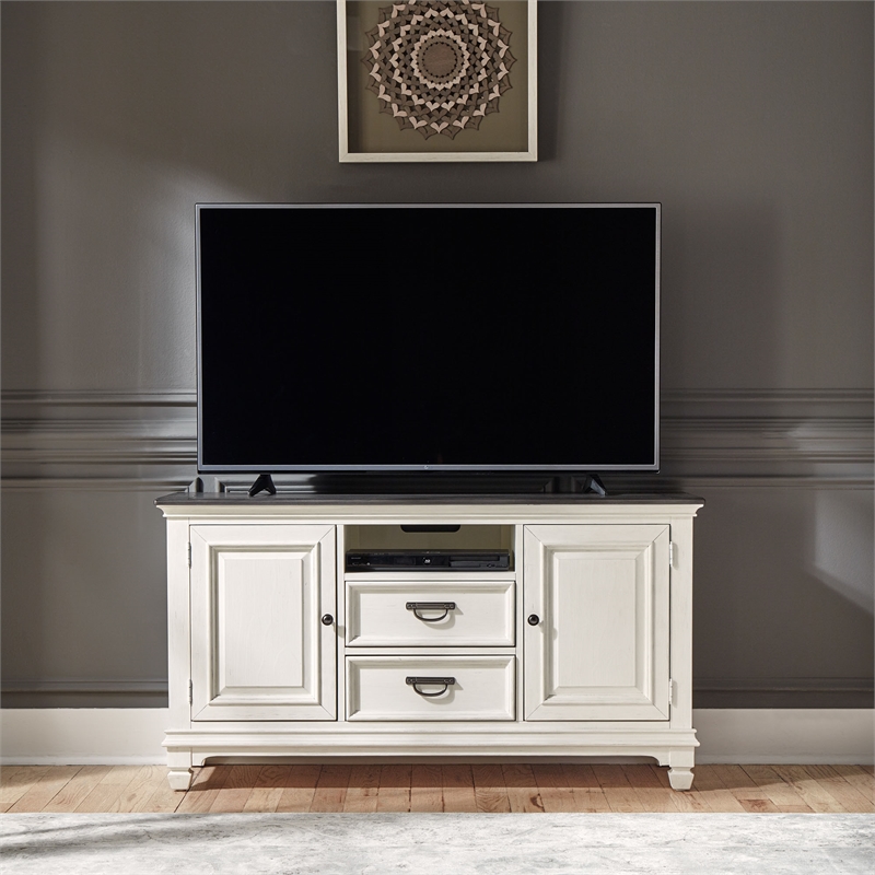 Pemberly Row Modern / Contemporary White Finish 56 Inch TV Console