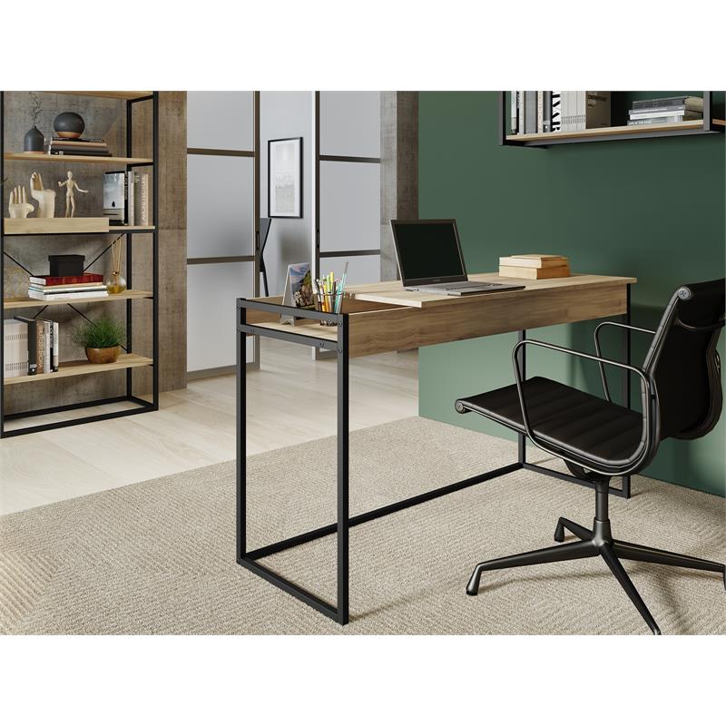 Pemberly Row Modern Engineered Wood Office Desk in Brown Finish