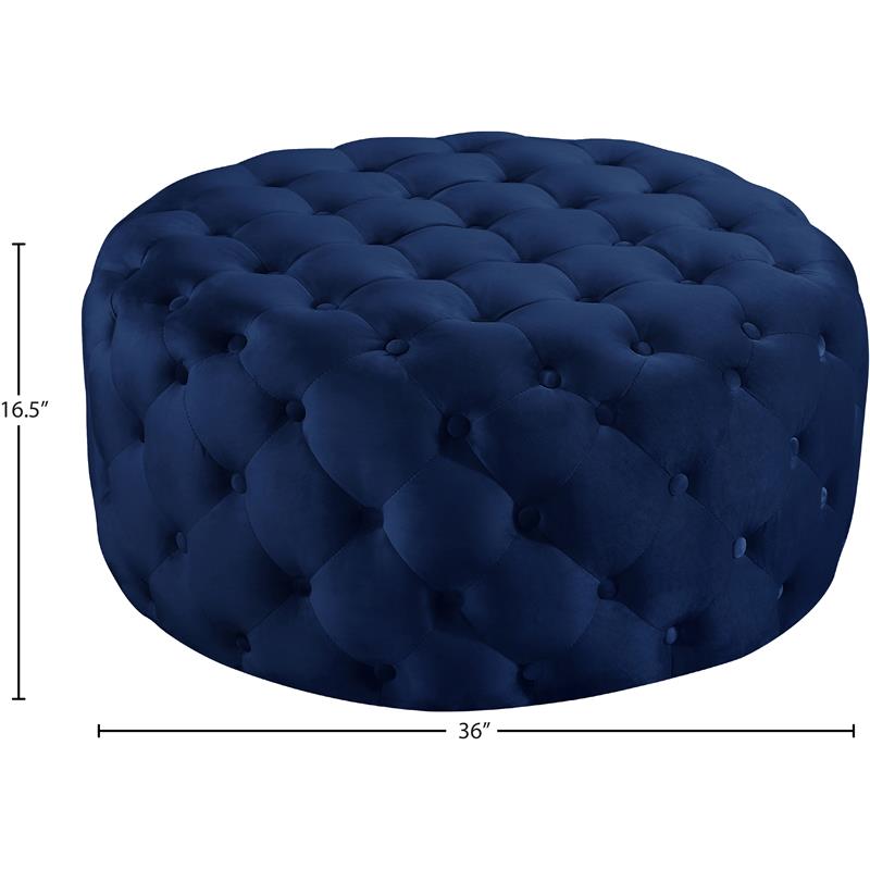 Pemberly Row Modern Button Tufted Navy Velvet Ottoman and Bench