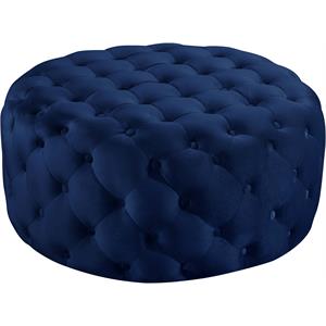 Pemberly Row Modern Button Tufted Navy Velvet Ottoman and Bench