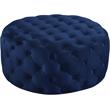 Pemberly Row Modern Button Tufted Navy Velvet Ottoman and Bench