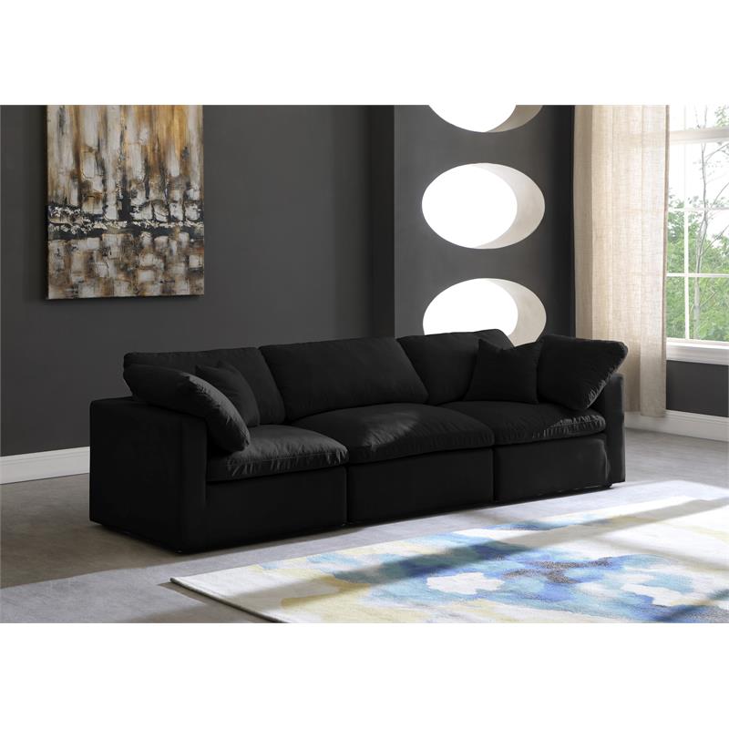 Pemberly Row Contemporary Standard Black Velvet Modular Sofa