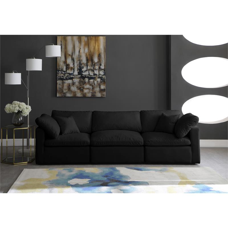 Pemberly Row Contemporary Standard Black Velvet Modular Sofa