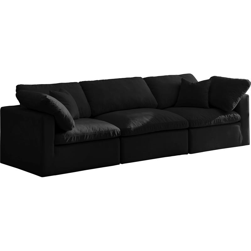 Pemberly Row Contemporary Standard Black Velvet Modular Sofa