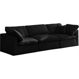 Pemberly Row Contemporary Standard Black Velvet Modular Sofa