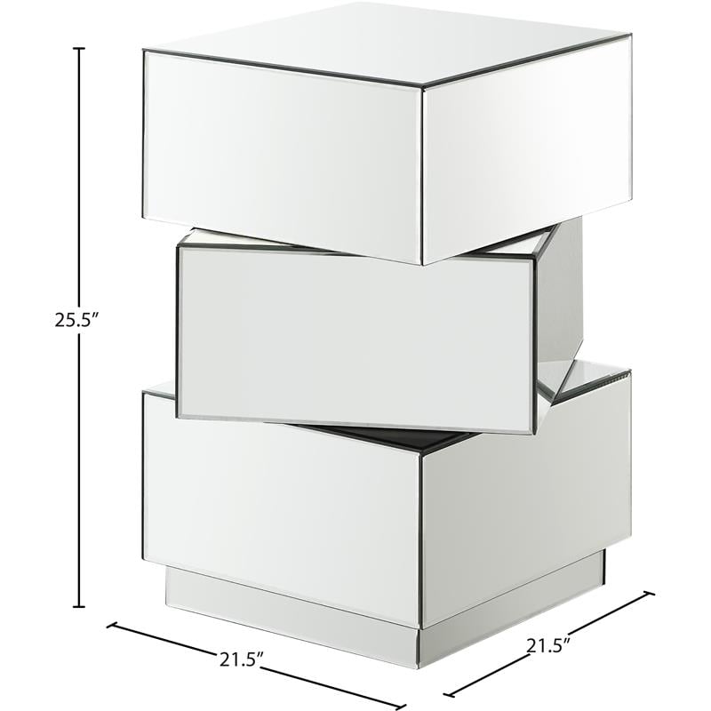 Pemberly Row Modern / Contemporary Stacked Design Mirrored End Table