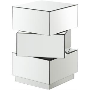 Pemberly Row Modern / Contemporary Stacked Design Mirrored End Table
