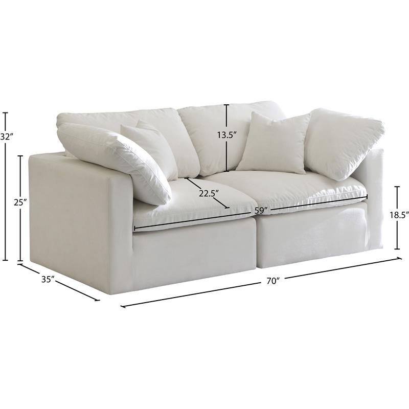 Pemberly Row Contemporary Standard Cream Velvet Modular Sofa