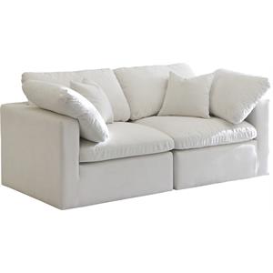 Pemberly Row Contemporary Standard Cream Velvet Modular Sofa