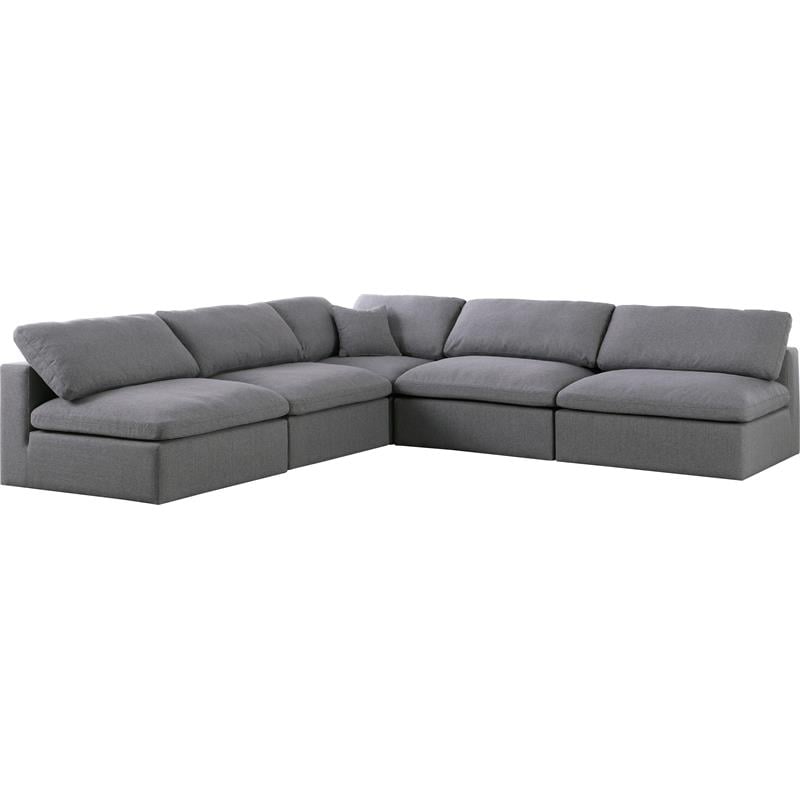 Pemberly Row Modern Gray Durable Linen Fabric Modular Sectional