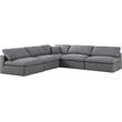 Pemberly Row Modern Gray Durable Linen Fabric Modular Sectional