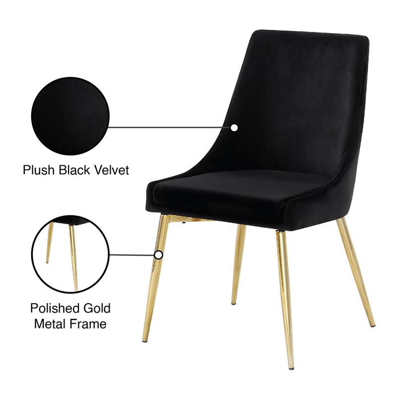 Pemberly Row Contemporary Black Velvet Dining Chair (Set of 2)
