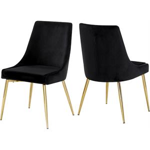 Pemberly Row Contemporary Black Velvet Dining Chair (Set of 2)