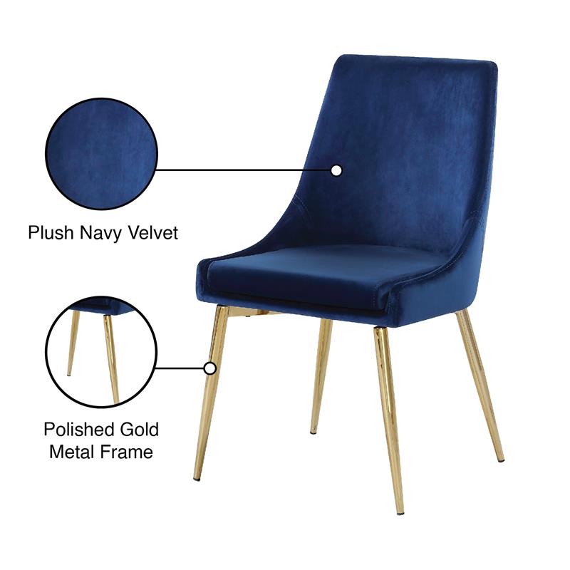 Pemberly Row Contemporary Navy Velvet Dining Chair (Set of 2)