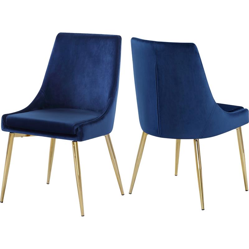 Pemberly Row Contemporary Navy Velvet Dining Chair (Set of 2)