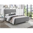 Pemberly Row Modern / Contemporary Gray Finish Finish Velvet King Bed