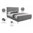 Pemberly Row Modern / Contemporary Gray Finish Finish Velvet King Bed