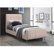 Pemberly Row Modern / Contemporary Pink Finish Velvet Twin Bed