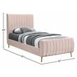 Pemberly Row Modern / Contemporary Pink Finish Velvet Twin Bed