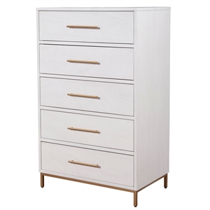 Pemberly Row Modern / Contemporary Five Drawer Wood Chest in White
