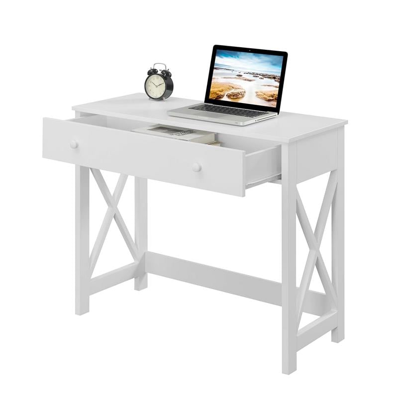 Pemberly Row Modern / Contemporary 36 Inch Desk in White Wood Finish
