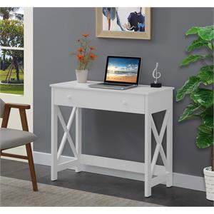 Pemberly Row Modern / Contemporary 36 Inch Desk in White Wood Finish