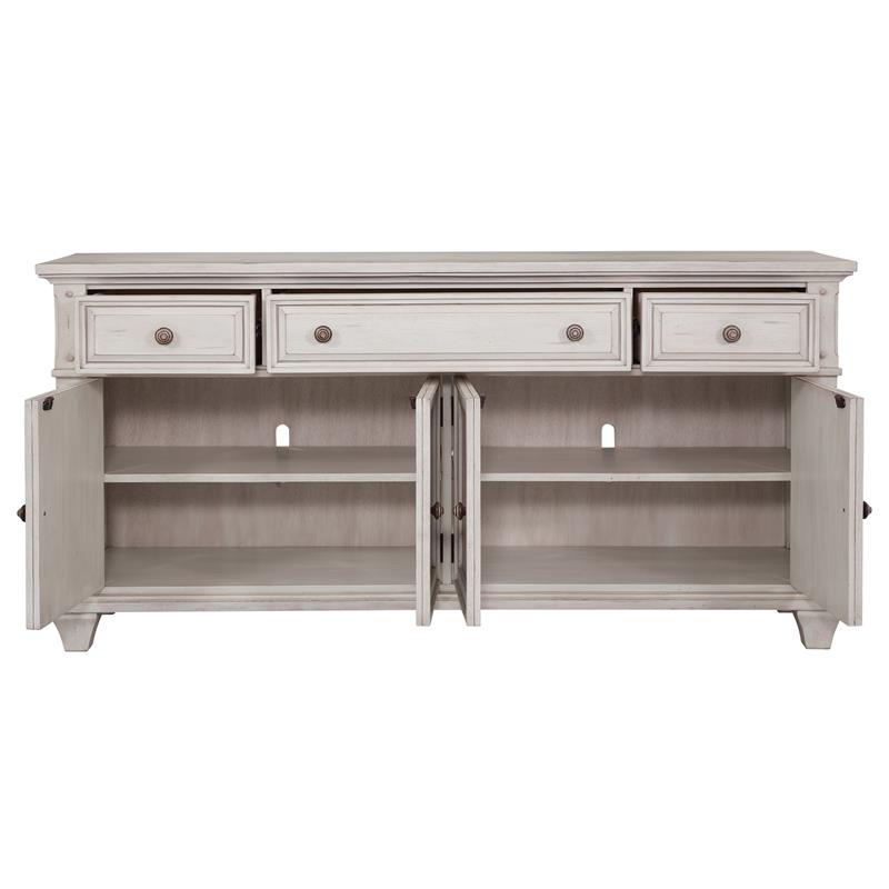 Pemberly Row Off White Vintage Style 72-inch Wood TV Console