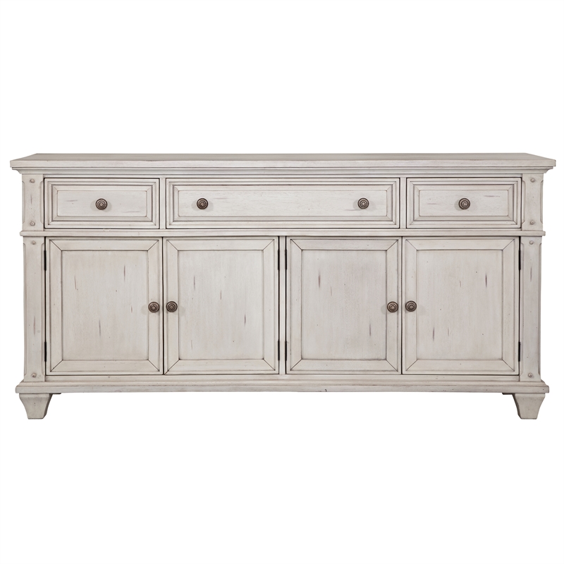 Pemberly Row Off White Vintage Style 72-inch Wood TV Console