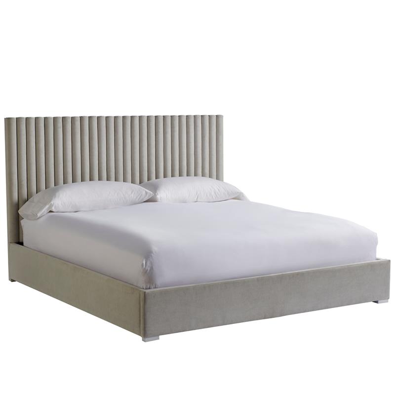 Pemberly Row Modern / Contemporary Fabric King Panel Bed in Beige