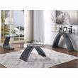 Pemberly Row Modern Contemporary Glass Top Sofa Table in Gray