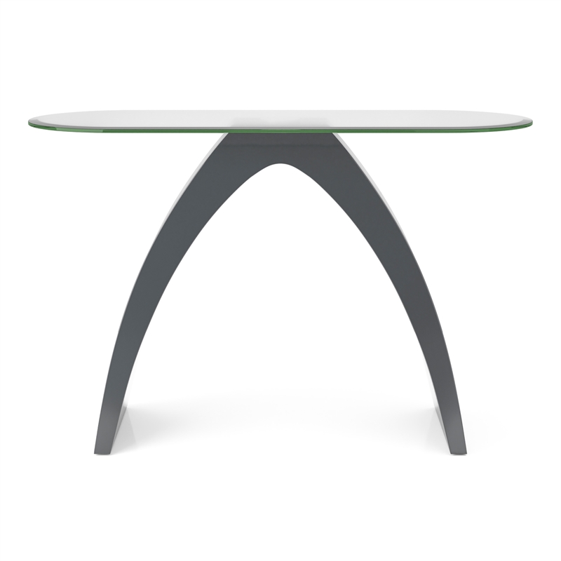 Pemberly Row Modern Contemporary Glass Top Sofa Table in Gray