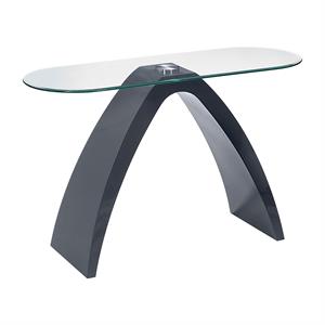 Pemberly Row Modern Contemporary Glass Top Sofa Table in Gray