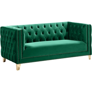 Pemberly Row Modern / Contemporary Green Finish Velvet Loveseat