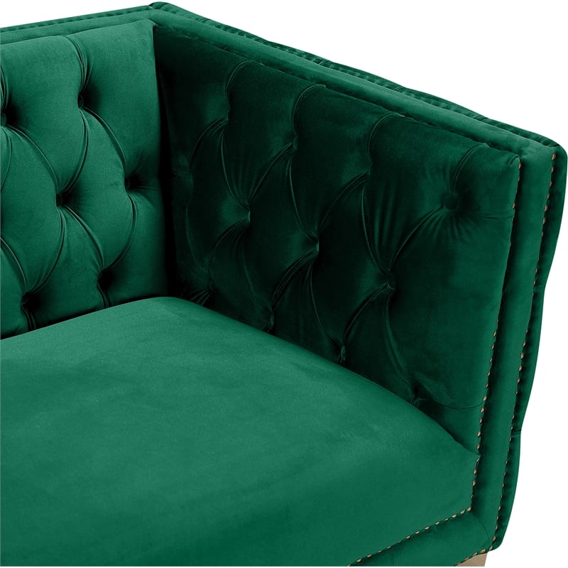 Pemberly Row Modern / Contemporary Green Finish Velvet Loveseat