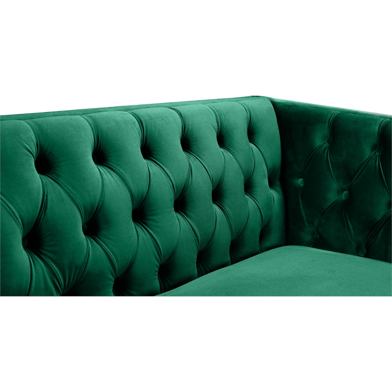 Pemberly Row Modern / Contemporary Green Finish Velvet Loveseat