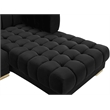 Pemberly Row Modern / Contemporary Black Velvet 3pc. Sectional