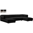 Pemberly Row Modern / Contemporary Black Velvet 3pc. Sectional