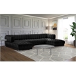 Pemberly Row Modern / Contemporary Black Velvet 3pc. Sectional