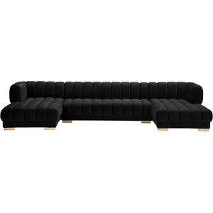 Pemberly Row Modern / Contemporary Black Velvet 3pc. Sectional